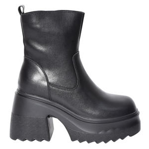 Bottines à plateforme en cuir véritable pour femme Ann'S, talon épais de 9 cm, fermeture éclair, doublure de talon rembourrée, mode hiver, vente en gros - Product Image 4