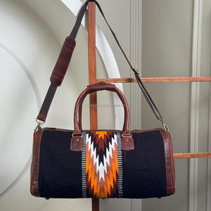 กระเป๋าดัฟเฟิลขนาดใหญ่สำหรับชายและหญิง, สินค้ามาใหม่กระเป๋าหนังแท้ดีไซน์วินเทจสไตล์แอซเท็ก - Product Image 5