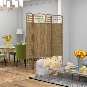 Divisorio Pieghevole Portatile a 4 Pannelli in Fibra Naturale Ondulata, Schermo Privacy per Interni/Esterni, Casa, Ufficio, Sale da Pranzo e Ristoranti - Product Image 2