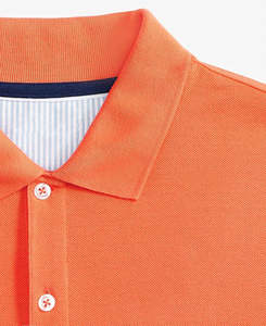 Camisetas Polo de Algodón de Alta Calidad, Color Naranja, Corte Holgado, Logotipo 3D Personalizado, Patrón Sólido, Cuello Acanalado, Cierre de Botones, para Hombre - Product Image 3
