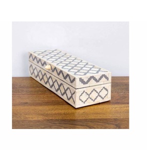 Caja de joyería decorativa con incrustaciones de hueso gris y blanco, caja de almacenamiento multiusos, caja de recuerdo para accesorios de joyería, decoración - Product Image 1