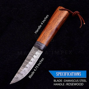 Couteaux médiévaux de Birka, couteau viking forgé à la main, lame en acier au carbone et manche en bois avec fourreau en cuir et laiton. - Product Image 4