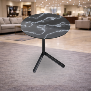 Mesa de Centro de Diseño Resistente Metal Drake, Base de Trípode de Metal con Recubrimiento de Polvo Negro, Tablero con Patrón de Rayos, Muebles para Sala de Estar - Product Image 2