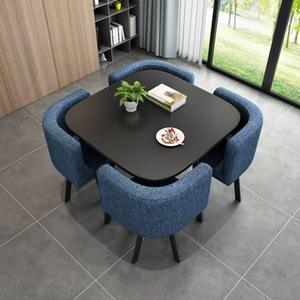 Table à manger rectangulaire en bois écologique de luxe moderne noire 4 places pour la maison, l'appartement, l'hôtel, le restaurant, contemporaine - Product Image 2