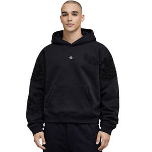 Sudadera con Capucha para Hombre de Algodón Grueso con Detalle de Chenilla Texturizada en las Mangas, Estilo Urbano, Fabricación Personalizada al por Mayor - Product Image 1