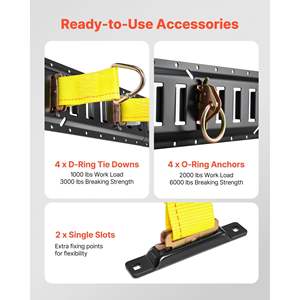 Kit de rails de fixation E-Track, 4 pièces, rails de 2 pieds, 20 accessoires, y compris des sangles à cliquet, des fentes simples, des embouts pour garages - Product Image 3