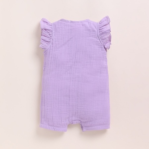 Lavender Haze Organic <b>Muslin</b> Half Romper Premium Quality <b>Baby</b> Clothing - Product Image 2