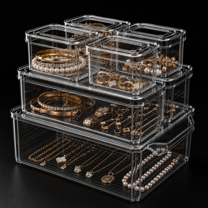 Premium Transparent Jewelry Storage <b>Boxes</b> for Necklace, Bracelet, Ring & <b>Earring</b> Collection Management - Product Image 1