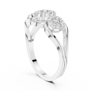 แหวนเพชร CZ รูปดอกไม้คลัสเตอร์10K รูปหัวใจแวววาวสำหรับผู้หญิงเครื่องประดับสำหรับการหมั้นของเจ้าสาวดีไซน์เนอร์ชุบทอง - Product Image 3