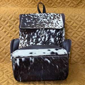 Sac à dos en cuir véritable avec fermeture éclair, multifonctionnel, pour voyage, ordinateur portable, école, capacité 20-35L, unisexe HNBP-0069 - Product Image 5