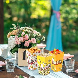 100 Scatole per Popcorn da Film, 3 Nuovi Stili, Contenitori in Carta Arancione, Giallo e Bianco per Snack, Patatine e Puff - Product Image 5