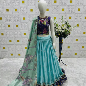 Ensemble Lehenga Choli pour enfants avec dupatta imprimé – Tenue ethnique pour filles pour mariage et fêtes - Product Image 1