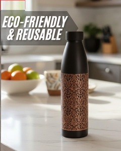 Botella de Agua Artesanal 100% Cobre Puro, Grabado Personalizado de Mandala, 950 ml, Gran Capacidad, Botella de Bienestar - Product Image 6