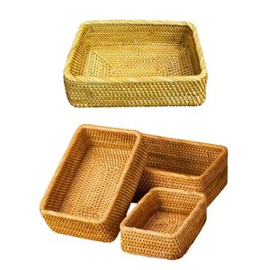 Juego de 3 Cestas/Bandejas Rectangulares de Mimbre RATTAN Duraderas, Proveedor de Artesanía Vietnamita - Product Image 1