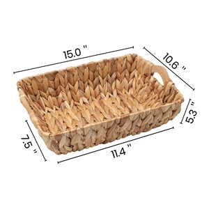 asket Set (Set of 2), Natural Water Hyacinth <b>Storage</b> <b>Basket</b>, Multi-Functional <b>Storage</b> <b>Basket</b>,<b>Wicker</b> Woven <b>Baskets</b> with Handles - Product Image 5