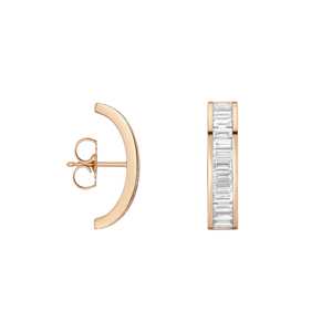 <b>Ear</b> Climber Earrings Channel Set Wholesale Baguette Cut Lab Grown Diamond 14K Gold 925 <b>Silver</b> 16.5mm Arc Rockefeller Curved Pair - Product Image 1