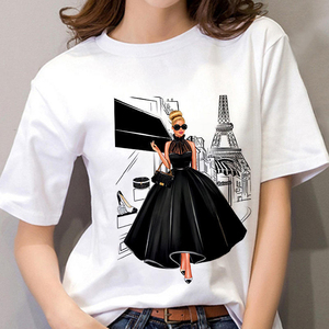 Camiseta Básica Y2K Personalizada para Mujer, Estilo Años 90, Cuello Redondo, Algodón Suave, Fabricación OEM - Product Image 3