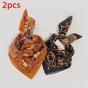 Bandana en soie imprimée de haute qualité, motif citrouille d'Halloween, fantôme, chat noir, foulard carré, cache-cou - Product Image 1