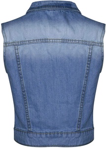 Veste en jean sans manches délavée pour femme, décontractée, à la mode, veste d'école, Streetwear - Product Image 5