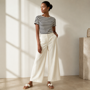 High Quality Women's Summer Streetwear Pants Vietnam Manufacturing Wide Leg Bottoms Cotton Spandex Breathable Quick Delivery <b>Low</b> - Product Image 1