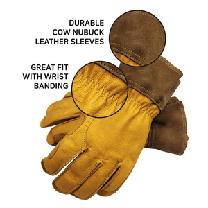 Gants de soudage TIG en cuir de chèvre et de vachette de qualité supérieure, protection industrielle résistante à la chaleur avec manchette longue - Product Image 4