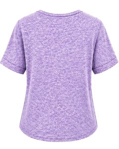 Camiseta de Mujer con Cuello en V, Diseño Abstracto de Lavanda, Casual, Manga Corta, con Bolsillo, Ligera, Transpirable, Top de Verano a la Moda - Product Image 2