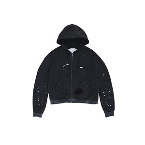 Sudadera con capucha de algodón 100% personalizada para hombre, con cremallera, estilo urbano, con pedrería roja, estampado digital, corte holgado. - Product Image 5