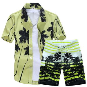 GENERSA SPORTS <b>Men's</b> Black Solid Crew Neck Short Sleeve Shirt Elastic Waist Shorts Set Lightweight Breathable Non-Stretch - Product Image 1