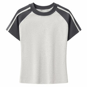 Crop top pour femme à manches raglan, coupe ajustée, confortable, respirant, doux, col rond, uni, sexy, à manches courtes - Product Image 3