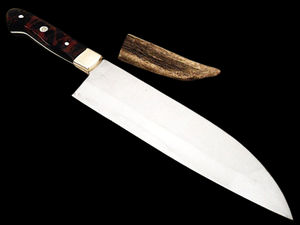 Handmade Custom Kitchen Chef <b>Knife</b> Set High Quality Stainless Steel Damascus <b>Blade</b> with Vegetables Leather Sheath Included - Product Image 2