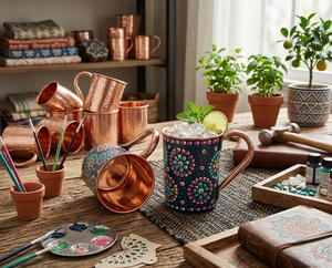 Taza de cerámica de cobre puro hecha a mano con tapa a prueba de fugas de trabajo de arte exterior y taza de café con aislamiento al vacío, accesorios para bebidas - Product Image 1