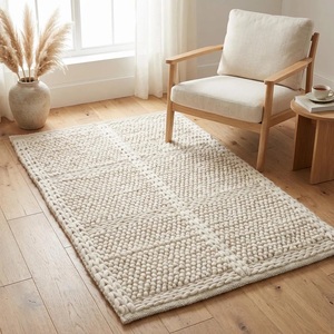 พรมขนสัตว์ทอมือลายหินกรวด ขอบถัก ป้องกันการลื่น เหมาะสำหรับสัตว์เลี้ยง สไตล์สแกนดิเนเวียน ใช้ในบ้าน พื้นหลังทำจากยางลาเท็กซ์ หนานุ่ม - Product Image 3