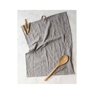 Simple rayé Beige couleur GOTS certifié brodé absorbant personnalisé Golf suspendu cuisine 100% torchons en coton biologique - Product Image 3