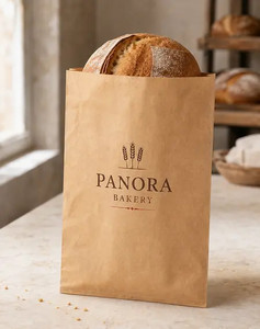 Custom Logo Kraft Paper Shopping <b>Bag</b> Brown Grocery Carrier <b>Bag</b> for <b>Bakery</b> Supermarket Promotion - Product Image 1