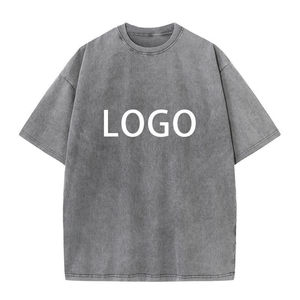Camiseta Oversize Vintage con Lavado Ácido para Hombre, Algodón Pesado, Logotipo Personalizado, Estilo Urbano, OEM, Venta al por Mayor, Camiseta Lisa con Lavado Ácido - Product Image 2