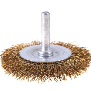 Cepillo Circular de Alambre Recubierto de Latón con Vástago de 6mm para Taladro, Eliminación de Óxido, Pulido, Cepillo Circular de Acero Rizado Montado en Eje, 4 Diámetros - Product Image 1