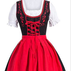 Robe midi dirndl écologique pour femmes en gros / Costume bavarois d'Oktoberfest pour femmes à taille naturelle - Product Image 1