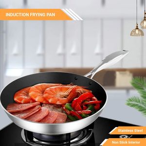34cm Stainless Steel Non-Stick Induction Compatible Fry Pan <b>Skillet</b> <b>Large</b> Home Professional Kitchen Cooking Tool - Product Image 1