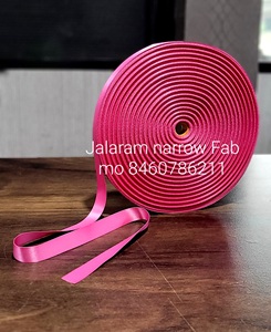 Cinta de satén de poliéster rosa personalizada en rollo para serigrafía por transferencia térmica, material de cinta estrecha tejida en blanco para cordones y correas. - Product Image 3
