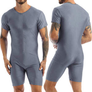 Combinaison de lutte pour homme à col zippé, manches courtes, respirante, sans manches, 100% polyester, imprimée par sublimation - Product Image 3