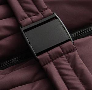Men's <b>Burgundy</b> Puffer Jacket Hooded Collar Zipper Closure Regular Length Casual Winter Wear Eco-Friendly Minimalist Thick - Product Image 4