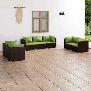 Ensemble de salon de jardin modulaire 7 pièces marron et vert, mobilier moderne pour la maison ou les espaces commerciaux - Product Image 1