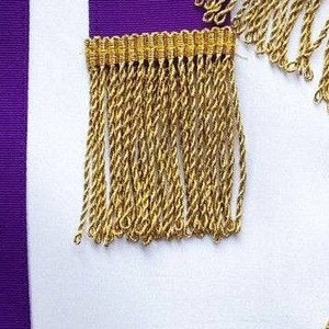 Delantal Masónico Ceremonial de la Ilustre Cámara Maestra, Bordado a Mano en Morado con Flecos y Borlas, Regalia Masónica - Product Image 4