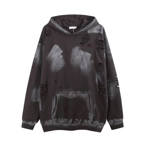 High Quality Casual Distressed <b>Hoodie</b> For Men Streetwear With Modern Washed Look Men Fashion Wear - Product Image 1