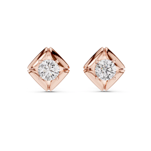 Boucles d'oreilles clous en diamant de laboratoire taille ronde, or massif 14K 18K, motif floral, solitaires, bijoux fins pour femme - Product Image 3