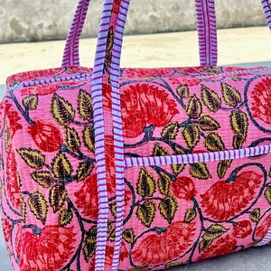 Quilted Duffle <b>Bag</b> in Luxury Sport Weekender Styles Made of Cotton with Zipper Closure Directly Manufactured - Product Image 6