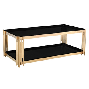 Table basse en acier avec pieds dorés et plateau en marbre, faite à la main, style Mid-Century Modern, écologique, facile à nettoyer, légère, artisanat Chandni pour salon - Product Image 2
