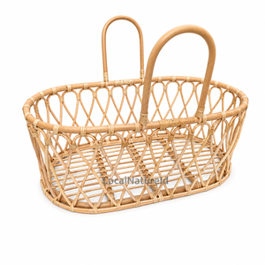 Natural Rattan Scandinavian Modern Portable Baby Crib for Newborn to 3 Years Unisex - Product Image 3