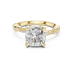 Anillo de Compromiso de Oro Amarillo de 14K con Corte Cojín de 2.5CT y Diamantes Redondos y Marquise, Certificado IGI, Diamante Cultivado en Laboratorio, Aniversario, Boda - Product Image 1