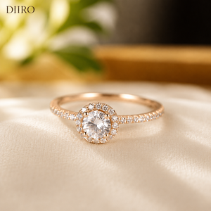 GRA Certificate Halo Moissanite Wedding <b>Ring</b> 18K Vermeil Yellow <b>Gold</b> Promise <b>Ring</b> round Brilliant Cut Diamond Engagement <b>Ring</b> - Product Image 3